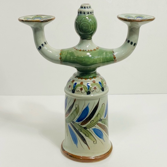 Vtg Ken Edwards El Palomar Mexican Pottery Folk Art Woman Double Candelabra 14” - Picture 3 of 13